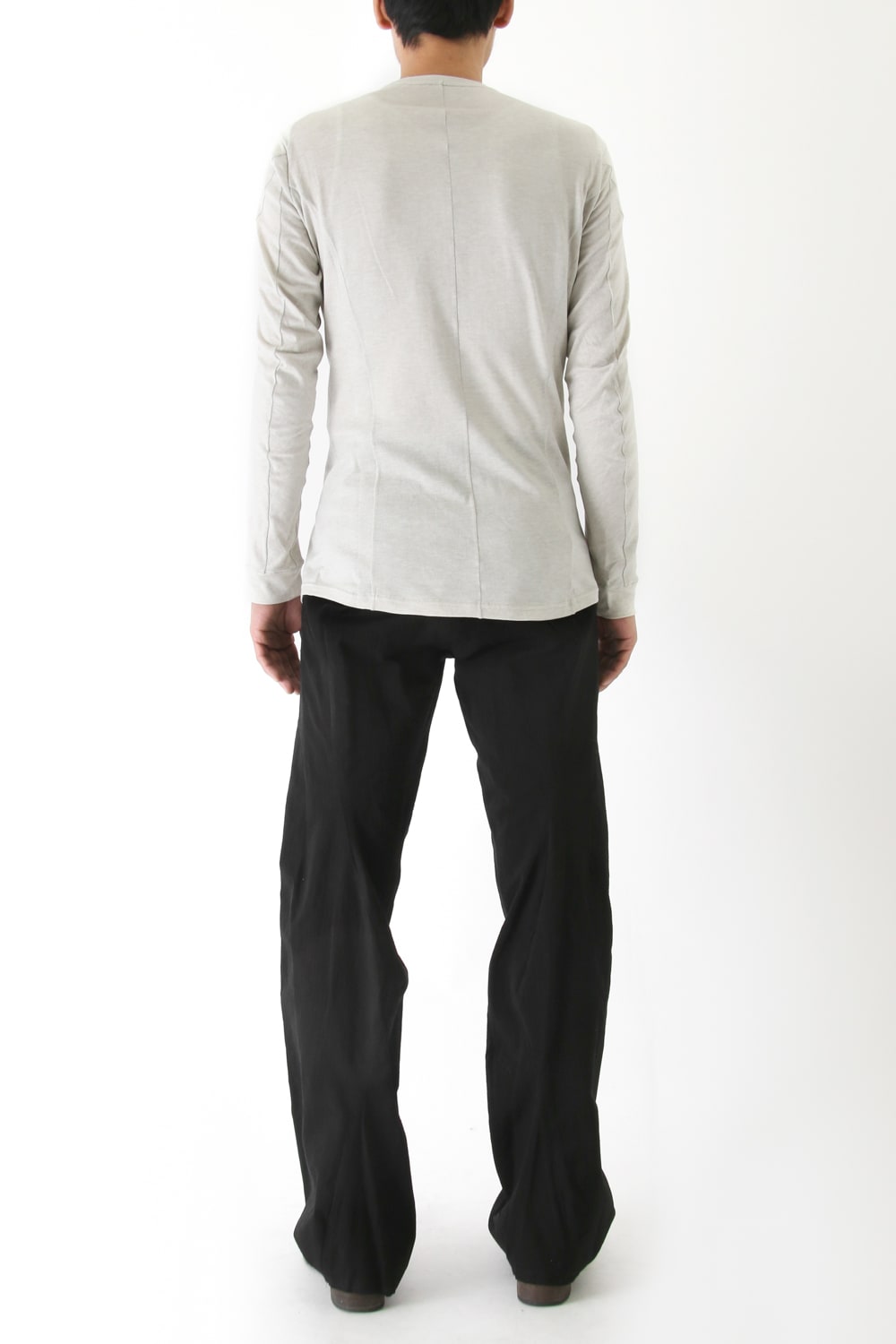 Long Sleeve Silk / Cotton Jersey White Gray