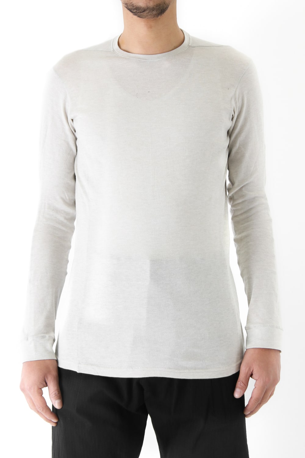 Long Sleeve Silk / Cotton Jersey White Gray