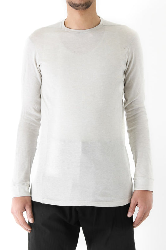 Long Sleeve Silk / Cotton Jersey White Gray