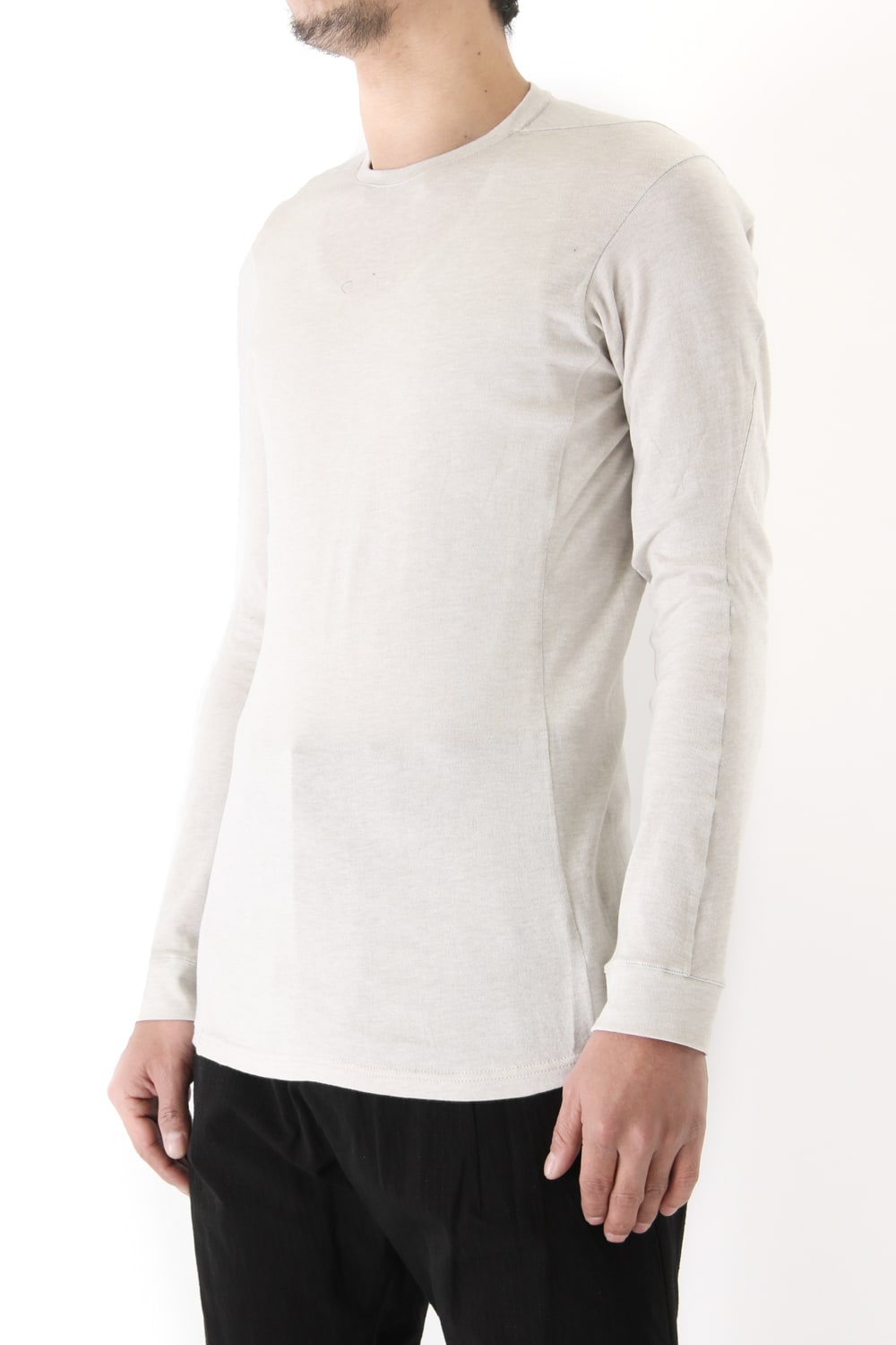 Long Sleeve Silk / Cotton Jersey White Gray