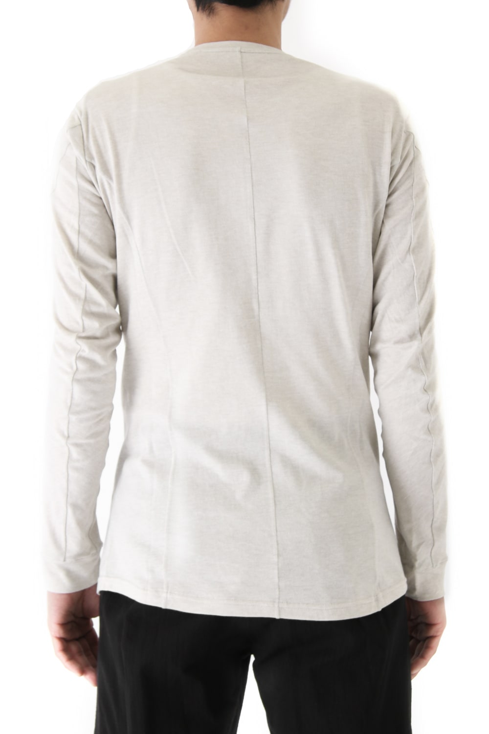 Long Sleeve Silk / Cotton Jersey White Gray