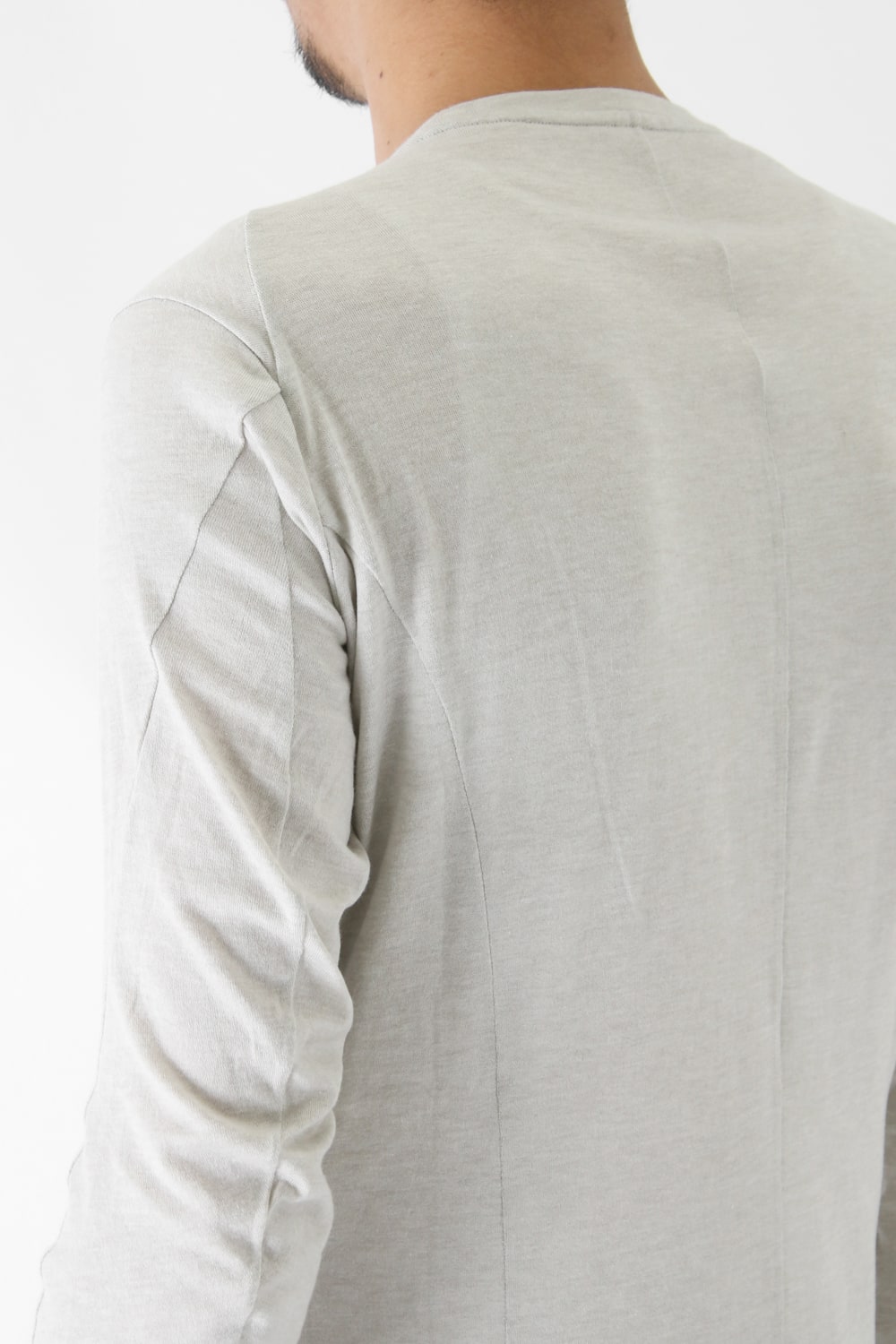 Long Sleeve Silk / Cotton Jersey White Gray