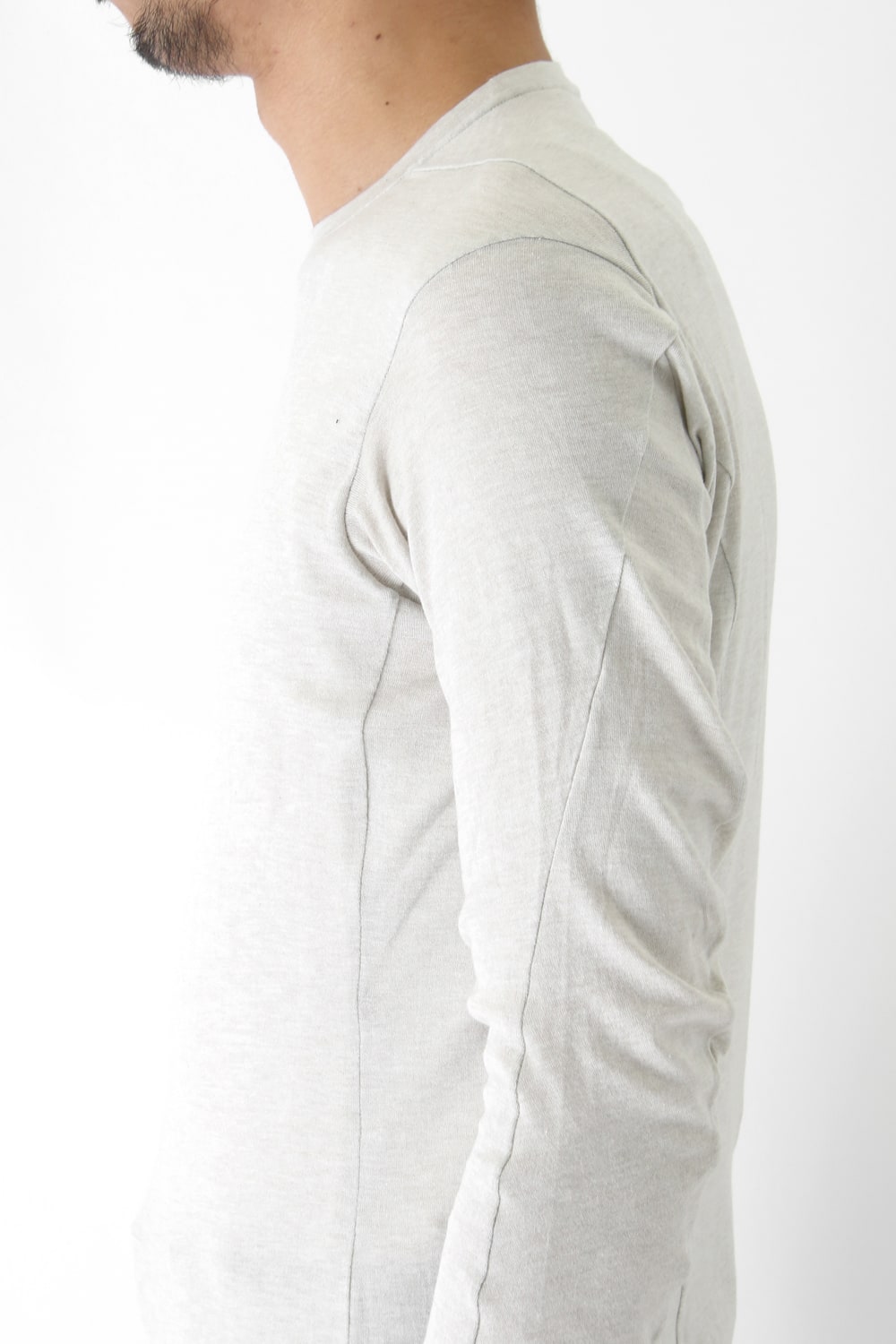Long Sleeve Silk / Cotton Jersey White Gray