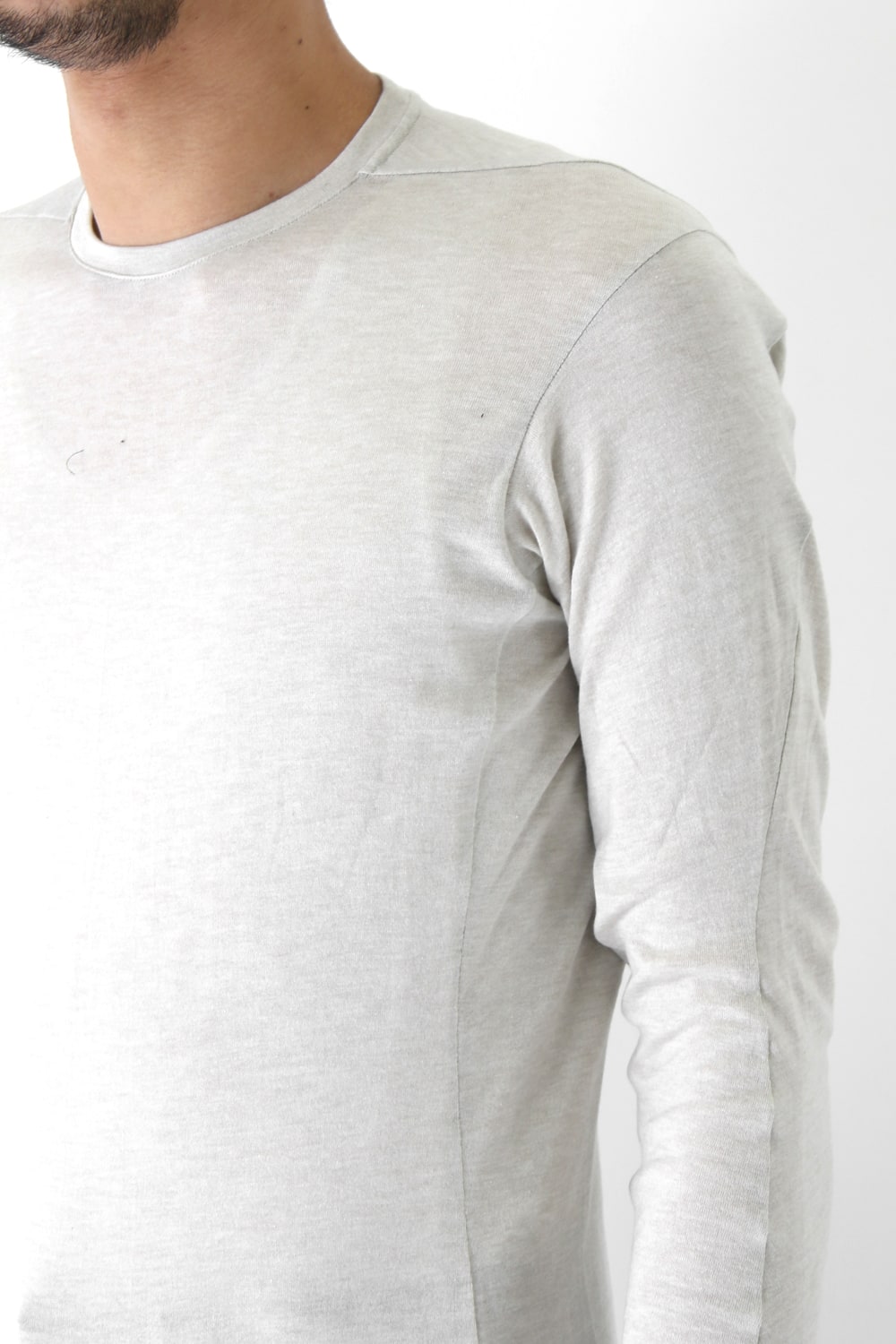 Long Sleeve Silk / Cotton Jersey White Gray