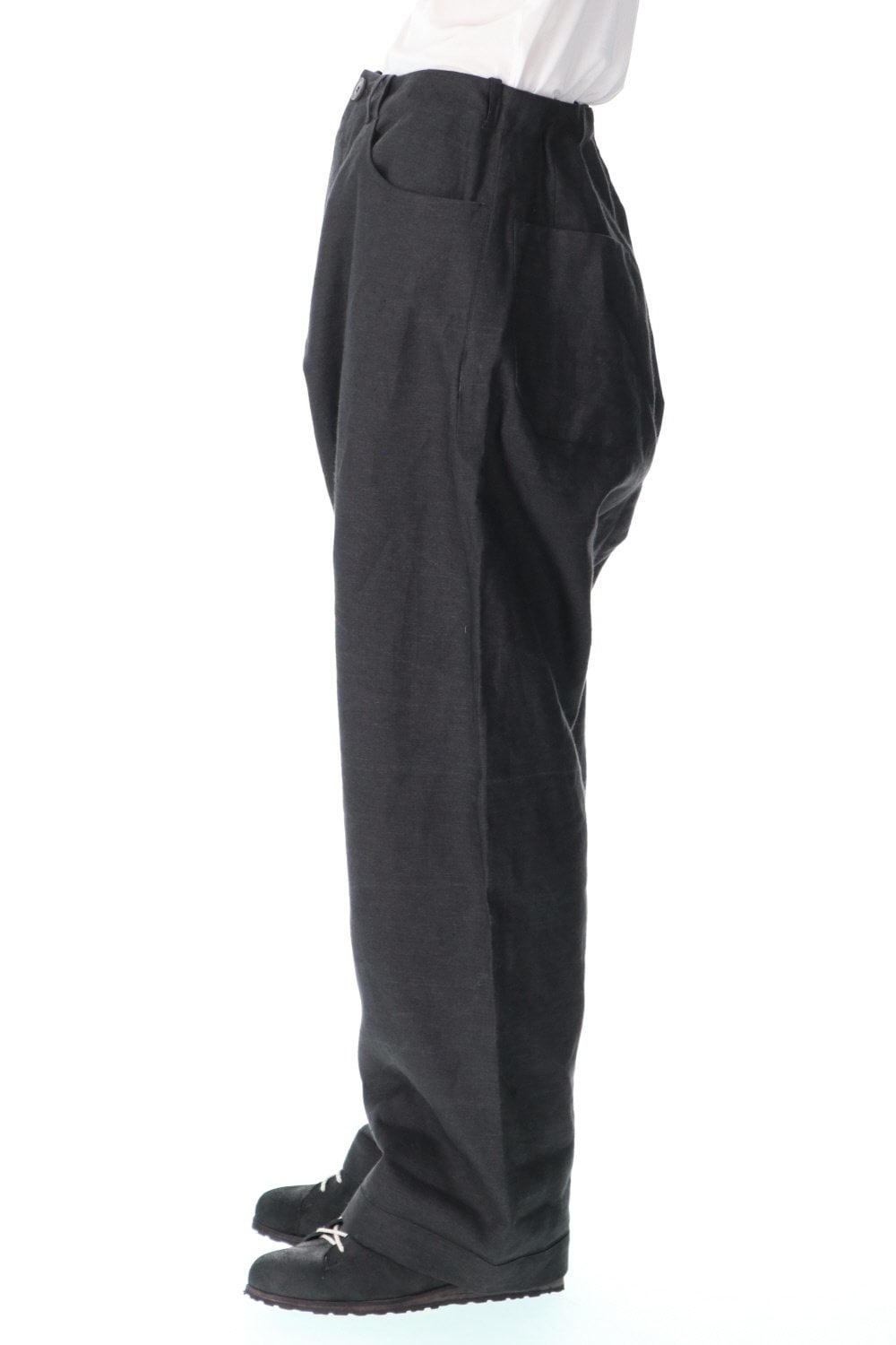 TROUSERS#58 ANTHRACITE RAMIE/LINEN TWILL