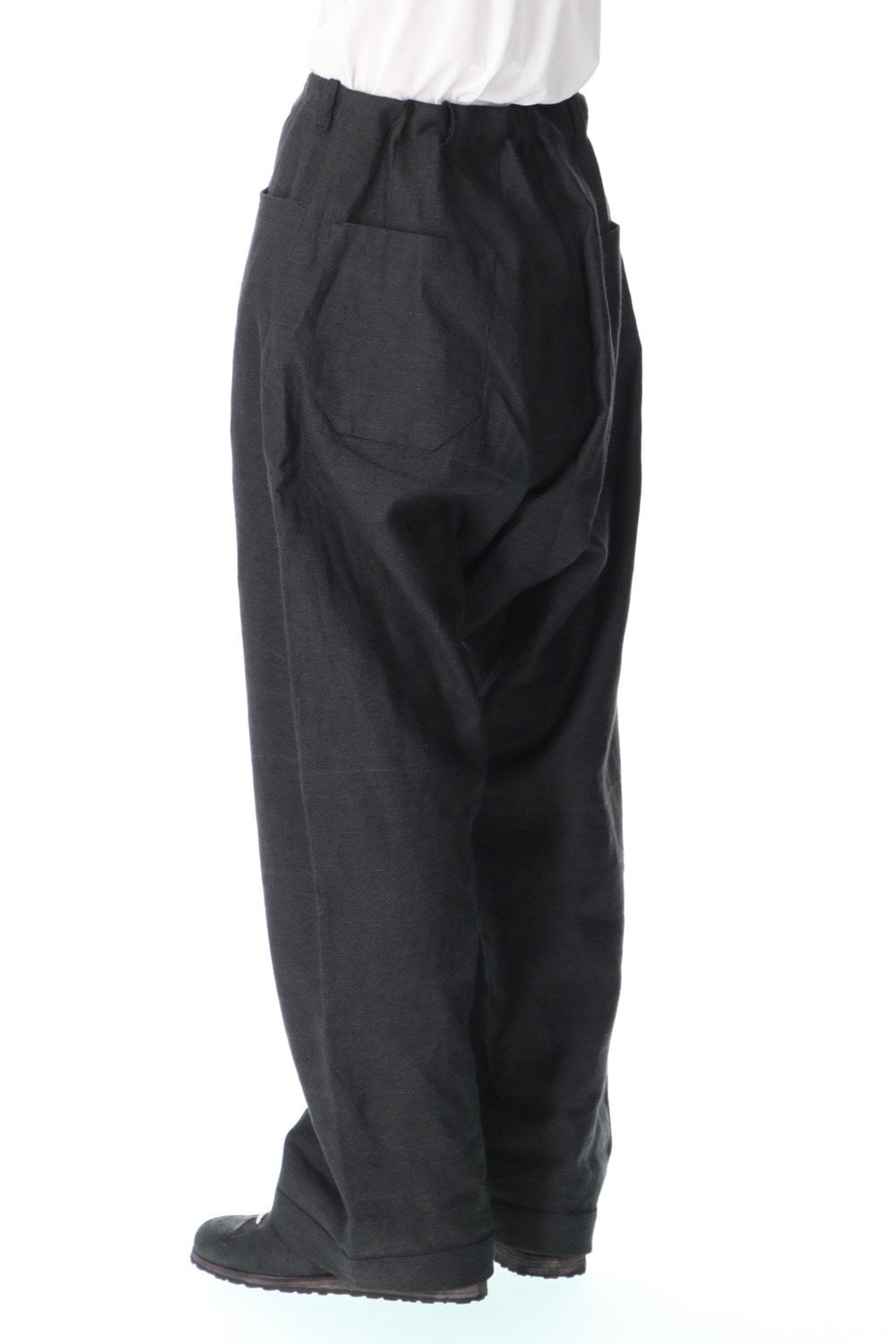 TROUSERS#58 ANTHRACITE RAMIE/LINEN TWILL