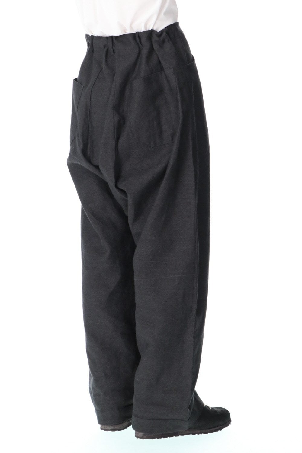 TROUSERS#58 ANTHRACITE RAMIE/LINEN TWILL