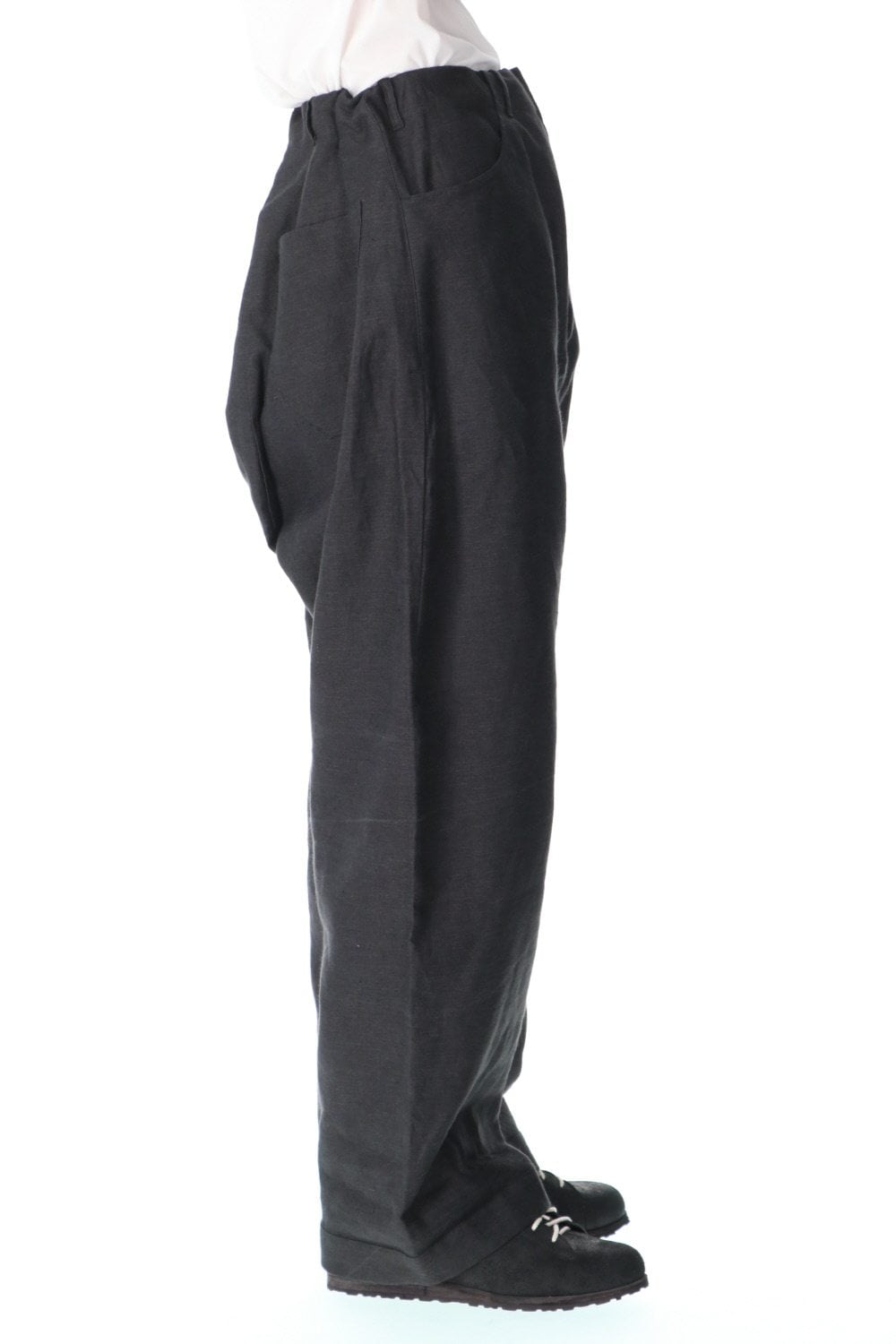 TROUSERS#58 ANTHRACITE RAMIE/LINEN TWILL