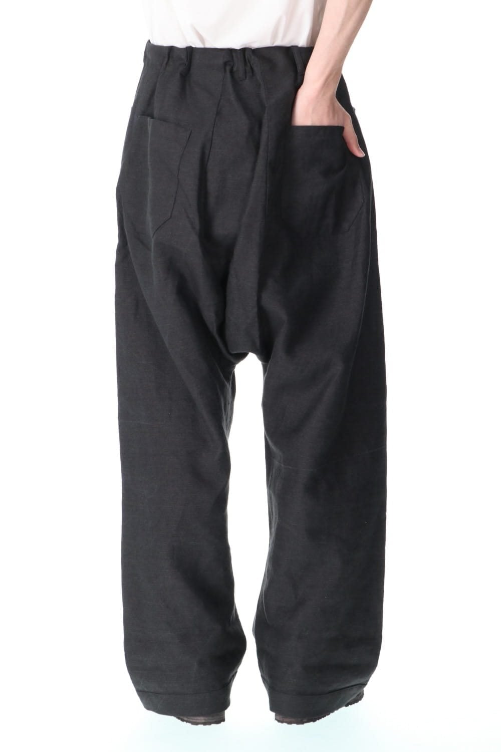 TROUSERS#58 ANTHRACITE RAMIE/LINEN TWILL