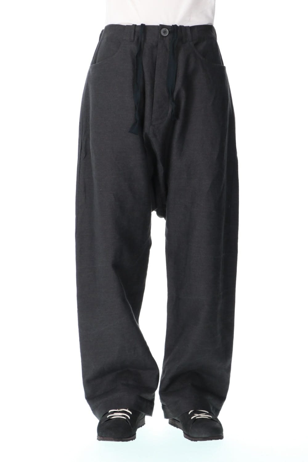 TROUSERS#58 ANTHRACITE RAMIE/LINEN TWILL