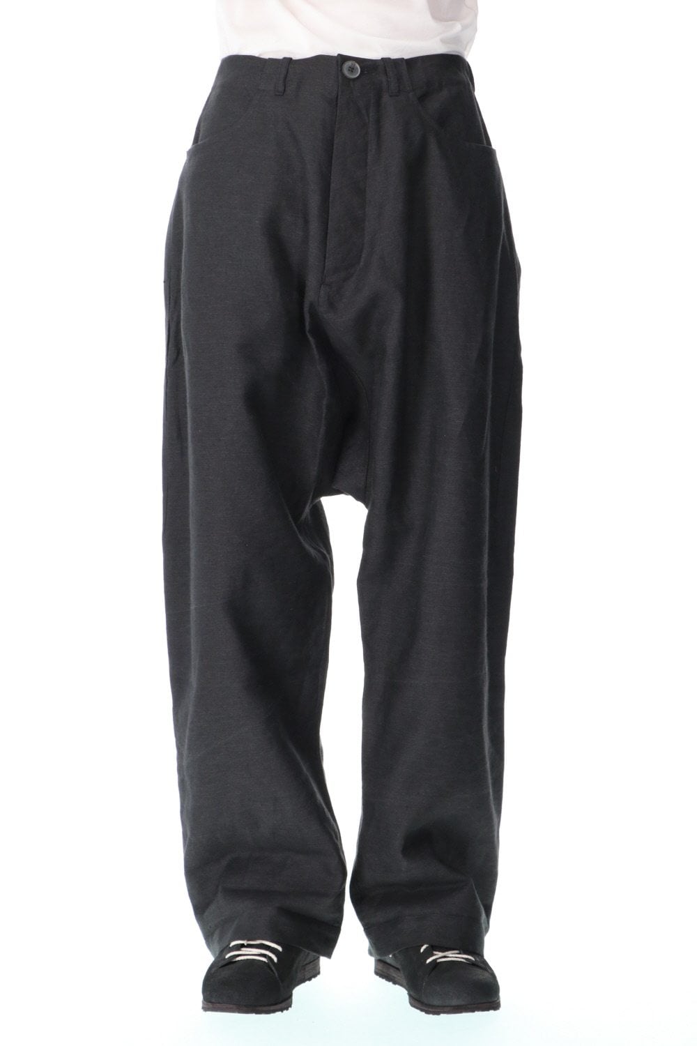 TROUSERS#58 ANTHRACITE RAMIE/LINEN TWILL