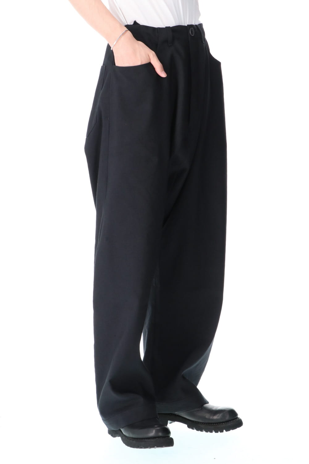 Trousers Black Wool Linen Twill