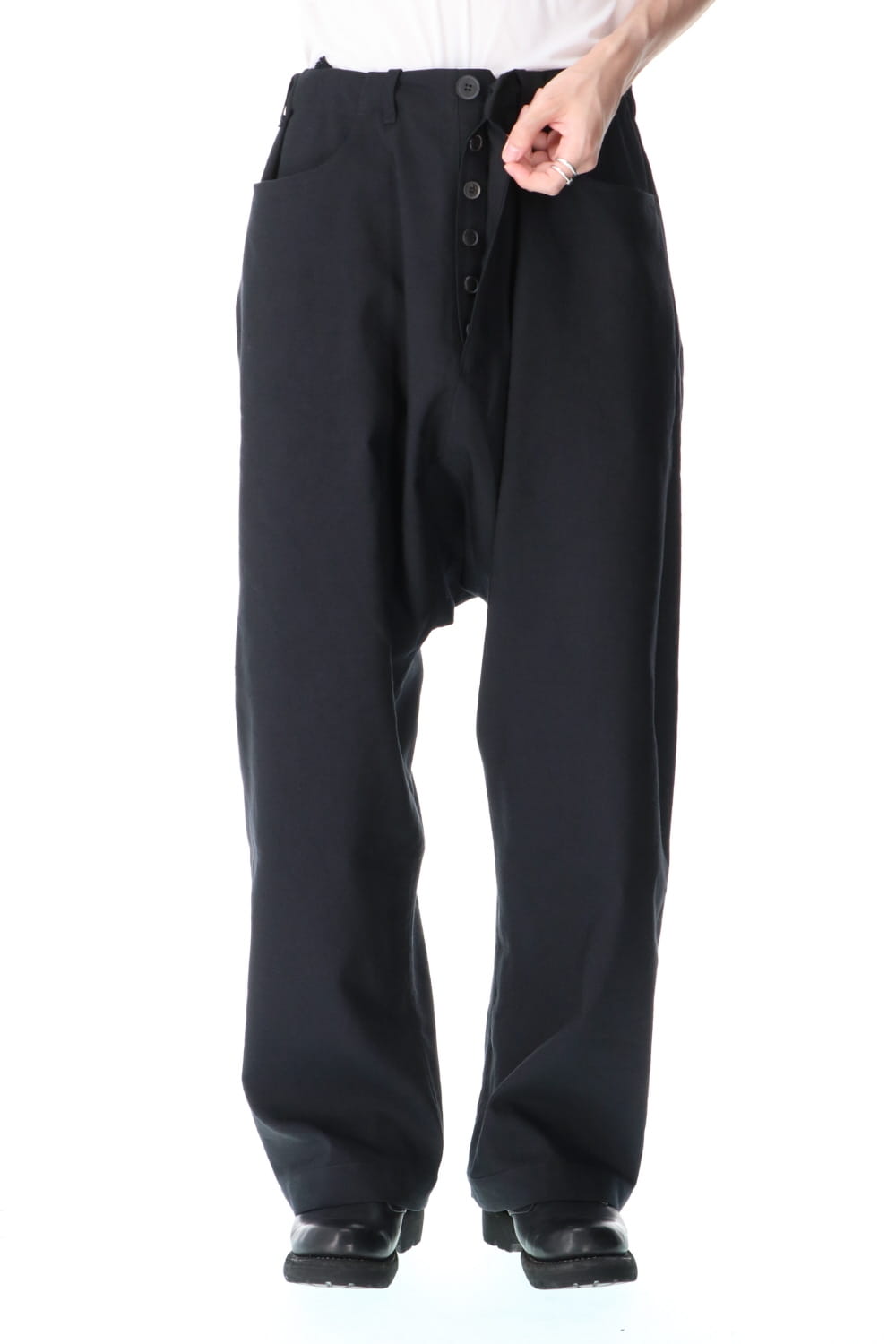 Trousers Black Wool Linen Twill