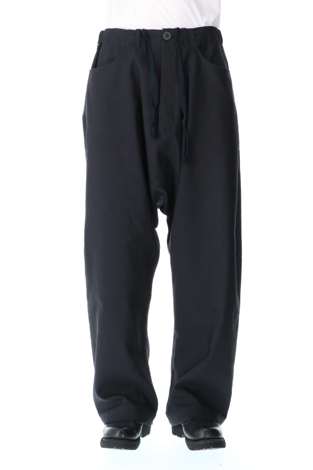 Trousers Black Wool Linen Twill