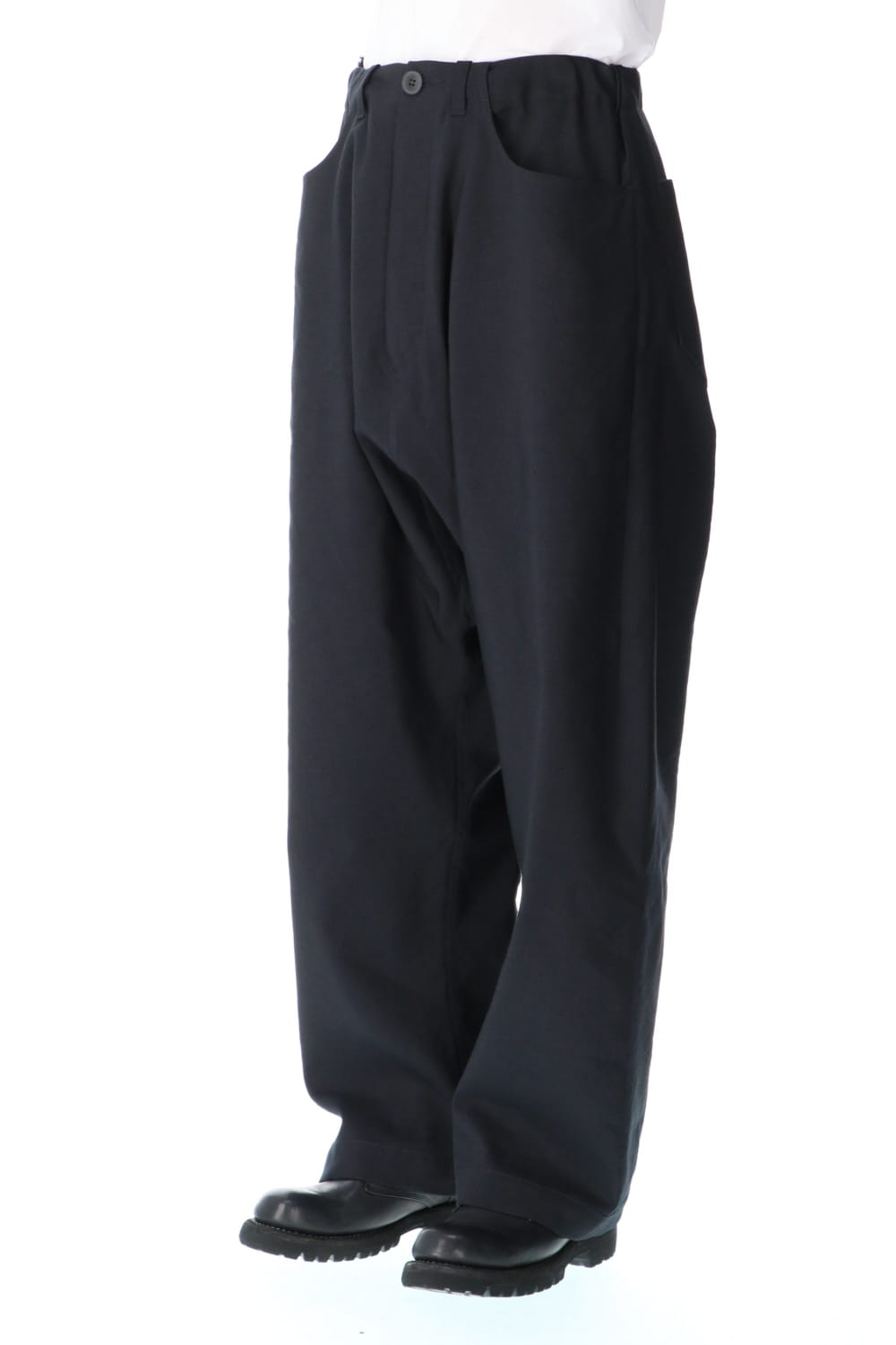 Trousers Black Wool Linen Twill