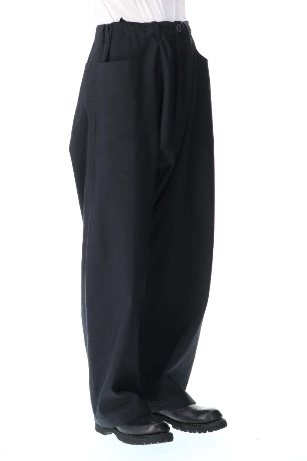 Trousers Black Wool Linen Twill