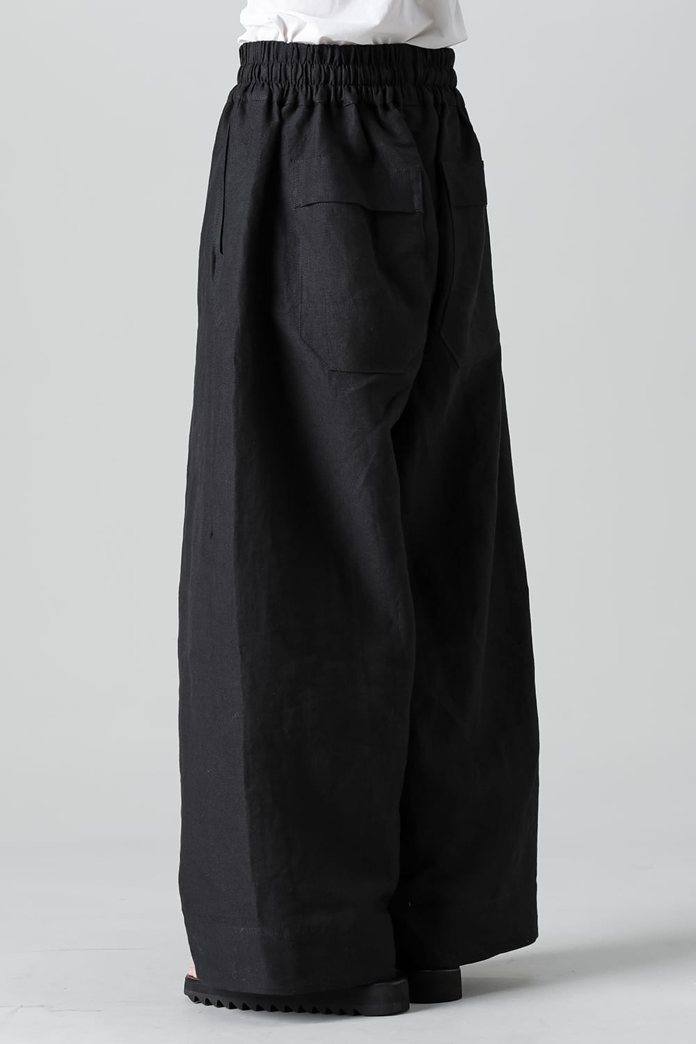 TROUSERS#69  BLACK LINEN/PAPER CLOTH