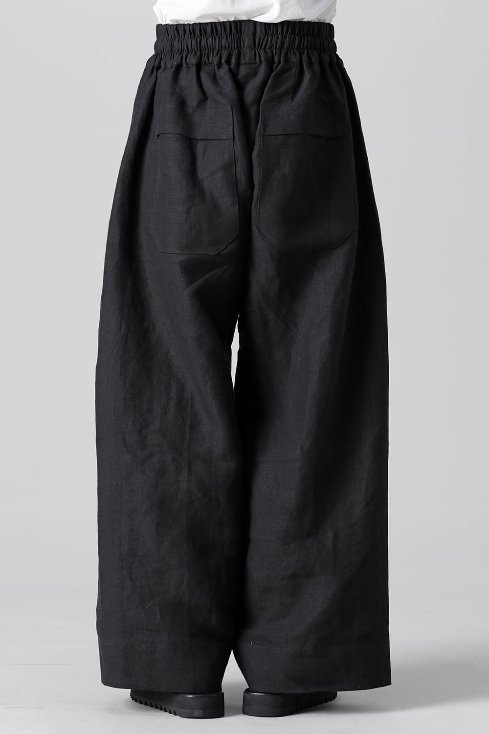 TROUSERS#69  BLACK LINEN/PAPER CLOTH