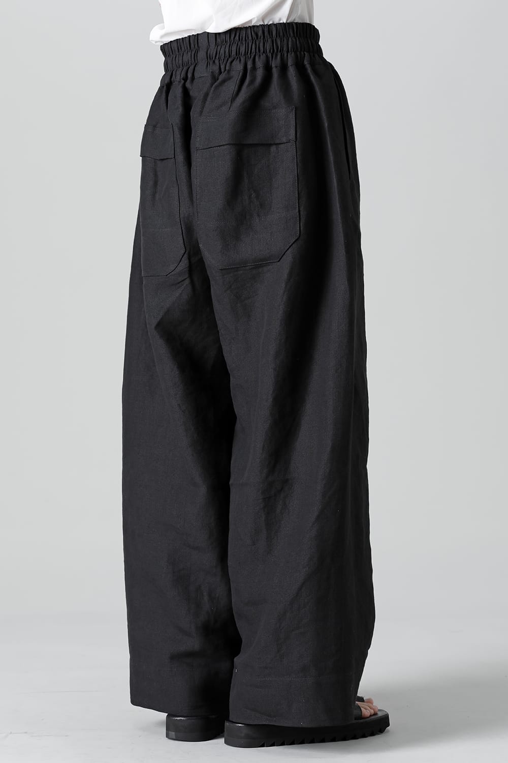 TROUSERS#69  BLACK LINEN/PAPER CLOTH