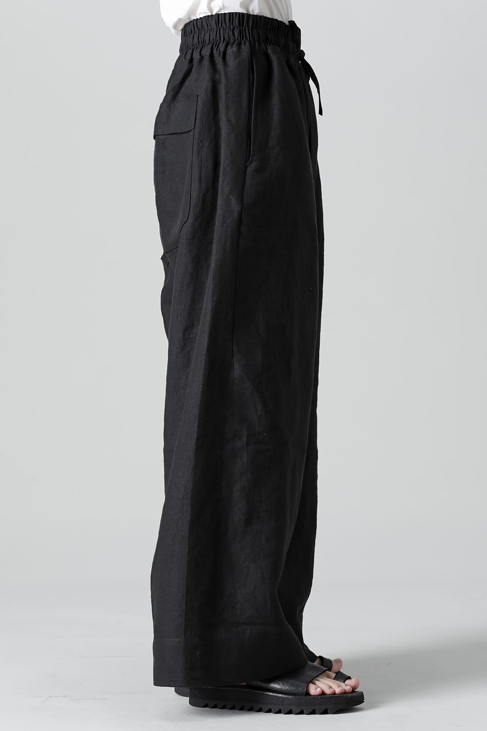 TROUSERS#69  BLACK LINEN/PAPER CLOTH