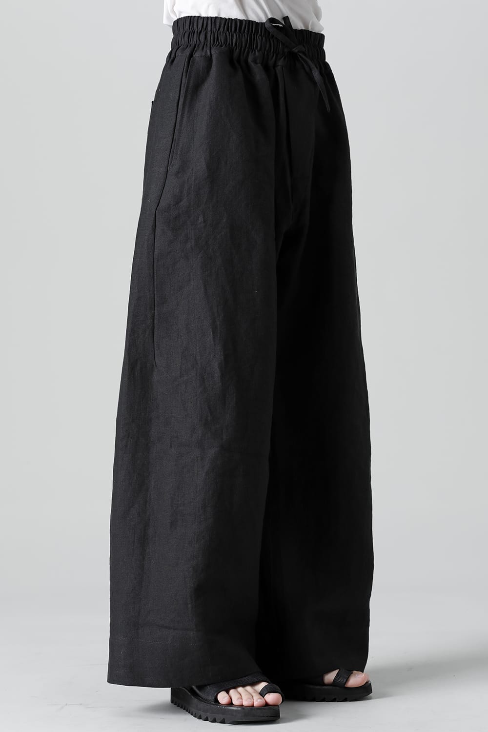 TROUSERS#69  BLACK LINEN/PAPER CLOTH