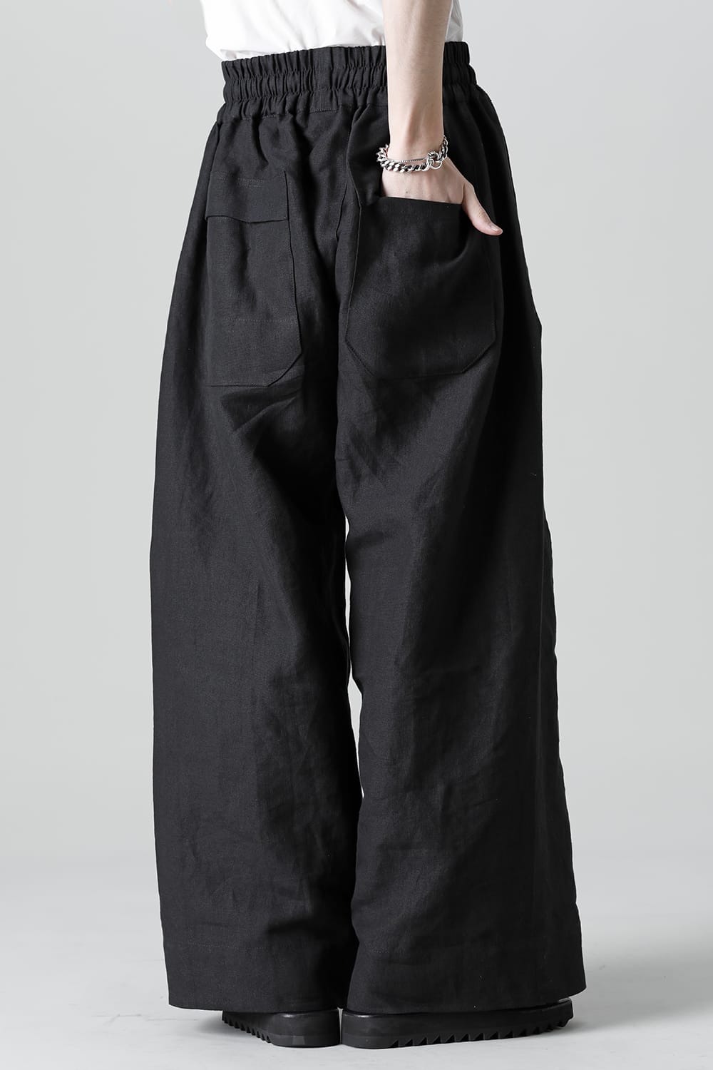 TROUSERS#69  BLACK LINEN/PAPER CLOTH