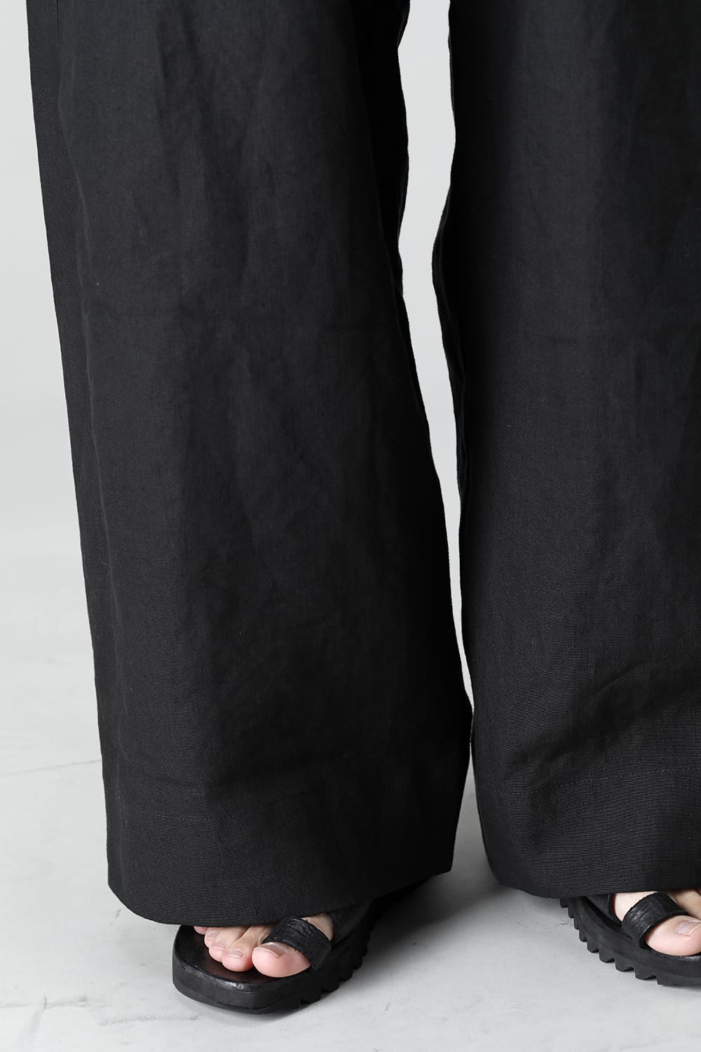 TROUSERS#69  BLACK LINEN/PAPER CLOTH