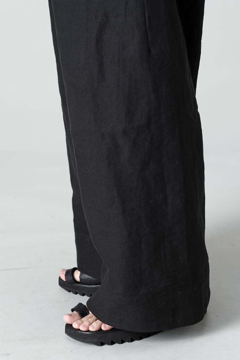 TROUSERS#69  BLACK LINEN/PAPER CLOTH