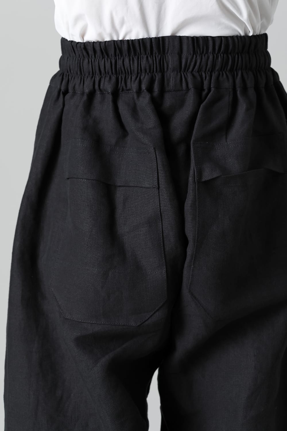 TROUSERS#69  BLACK LINEN/PAPER CLOTH