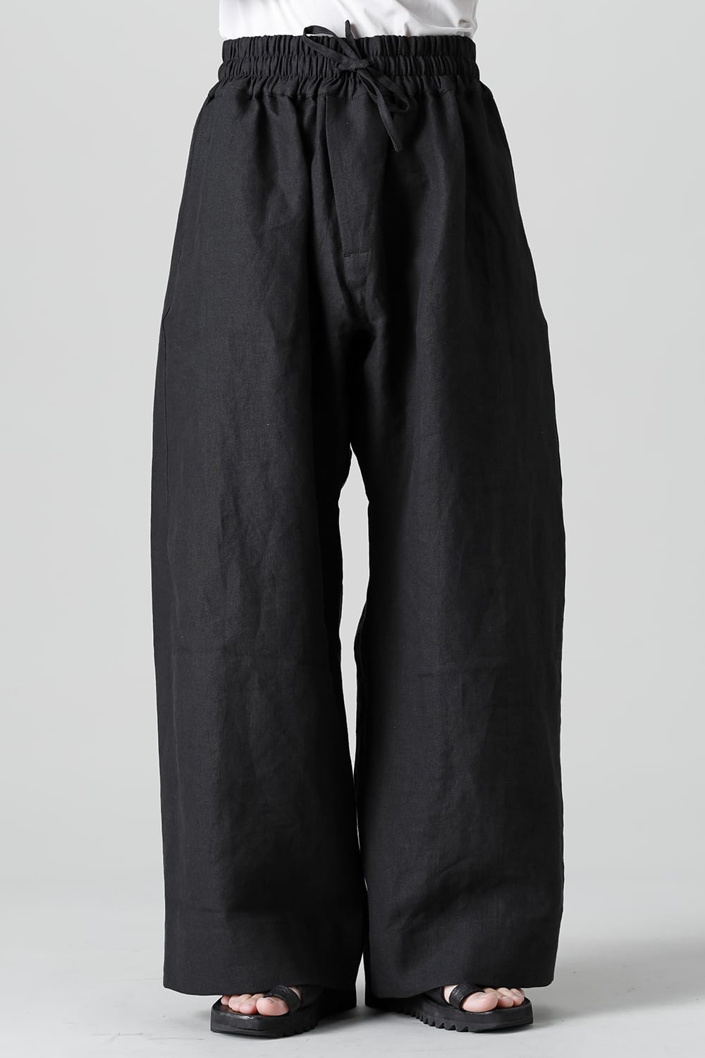 TROUSERS#69  BLACK LINEN/PAPER CLOTH