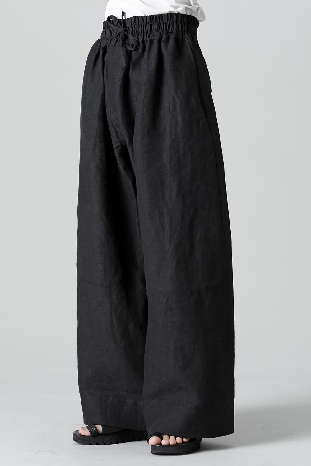 TROUSERS#69  BLACK LINEN/PAPER CLOTH