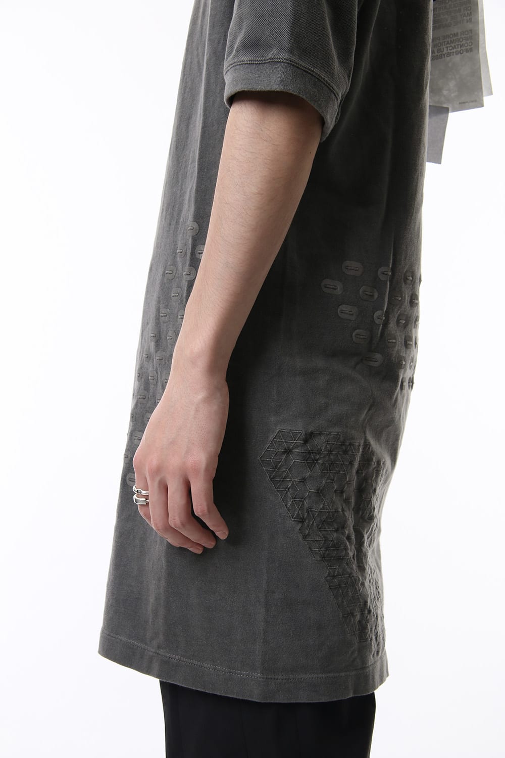 Reflector print & embroidery T-shirt (Black)