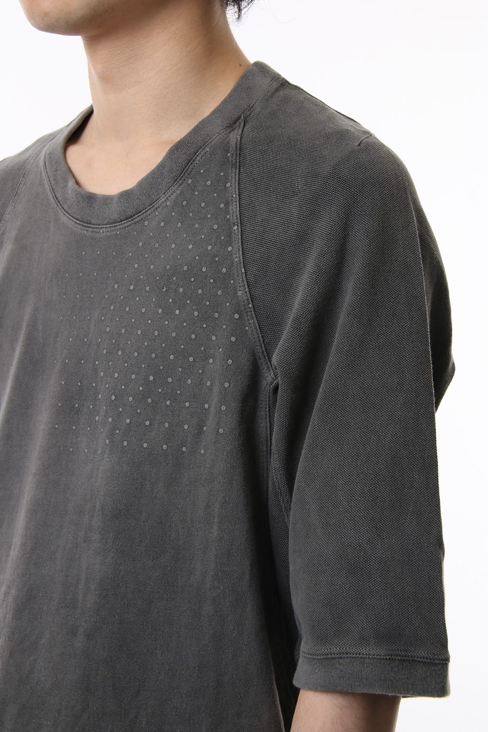 Reflector print & embroidery T-shirt (Black)