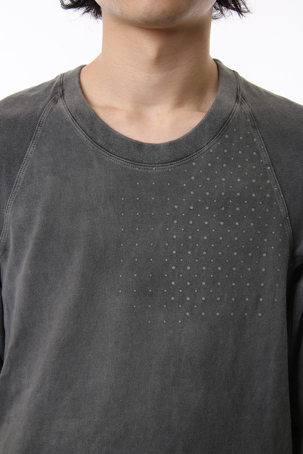 Reflector print & embroidery T-shirt (Black)