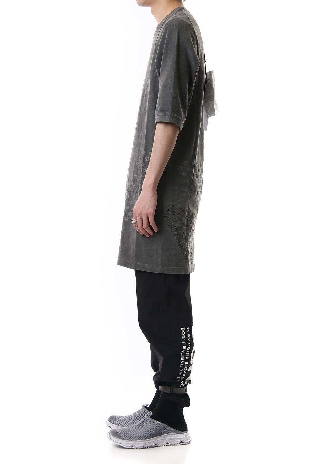 Reflector print & embroidery T-shirt (Black)