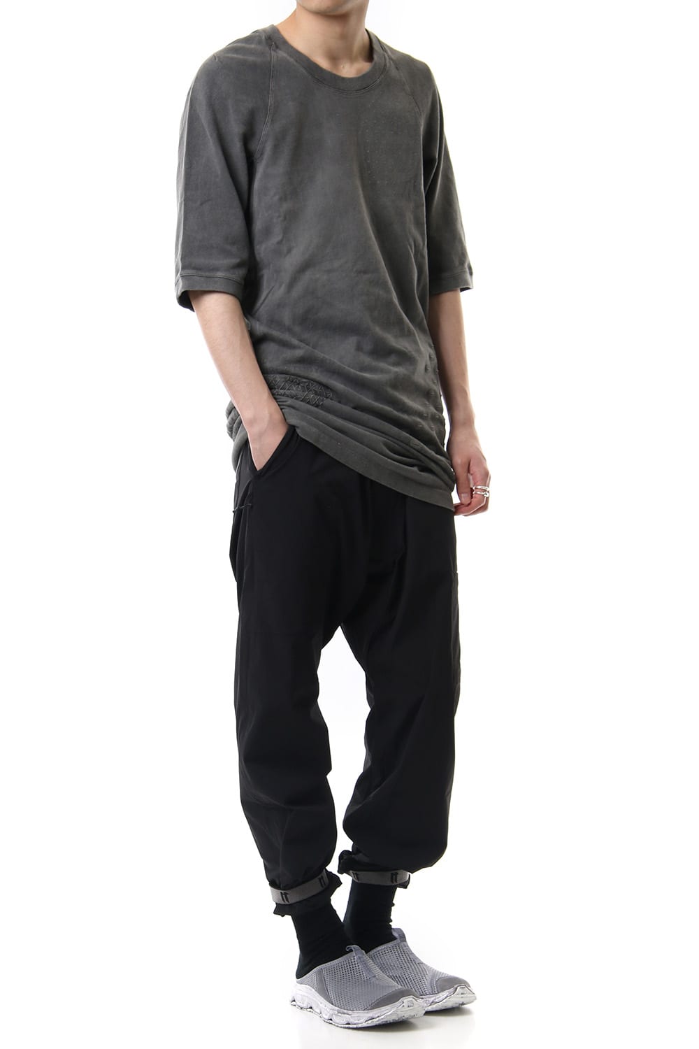 Reflector print & embroidery T-shirt (Black)