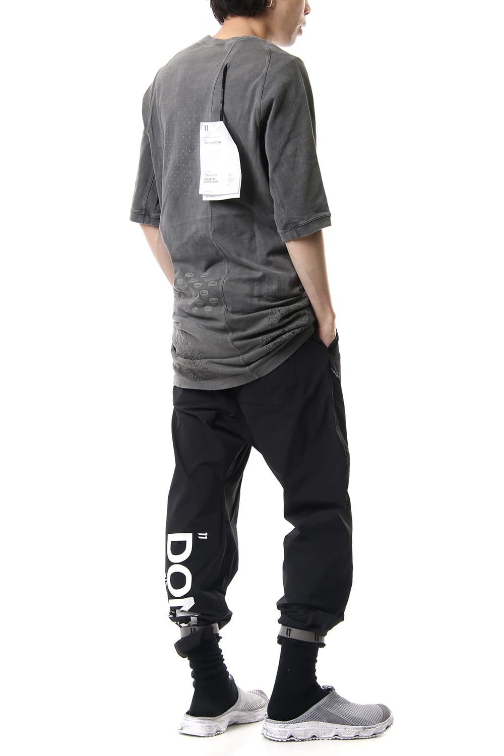 Reflector print & embroidery T-shirt (Black)