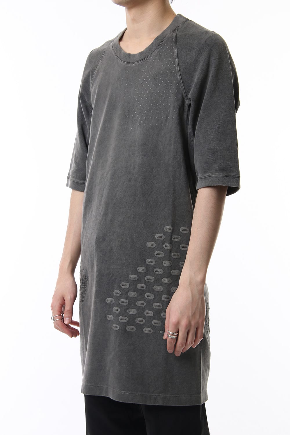 Reflector print & embroidery T-shirt (Black)