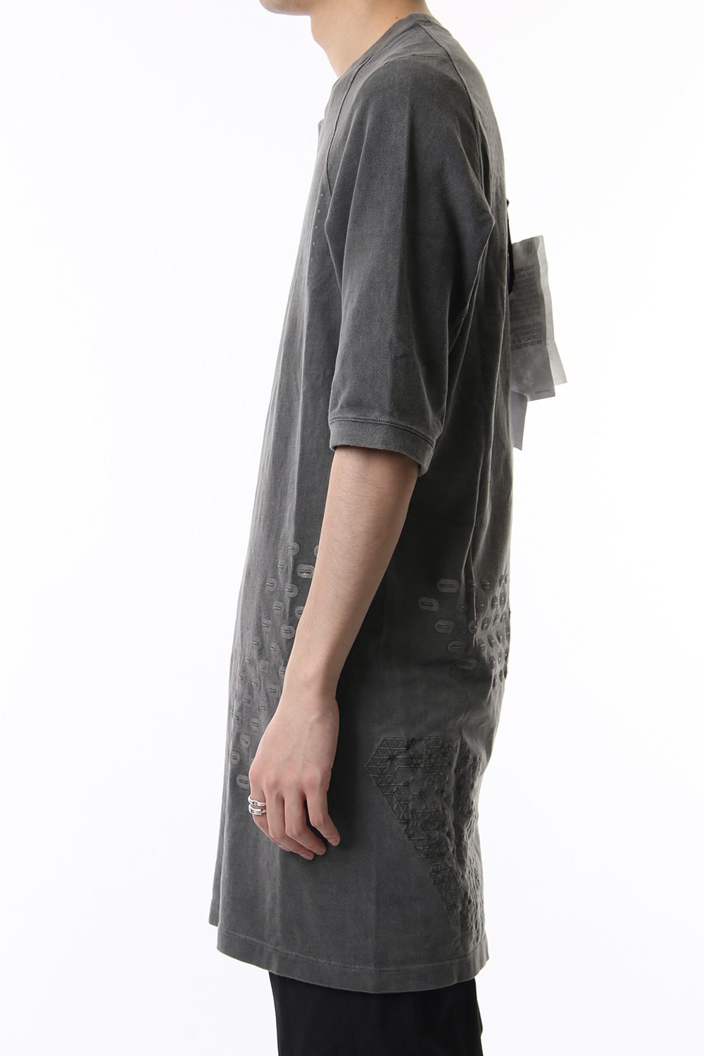 Reflector print & embroidery T-shirt (Black)