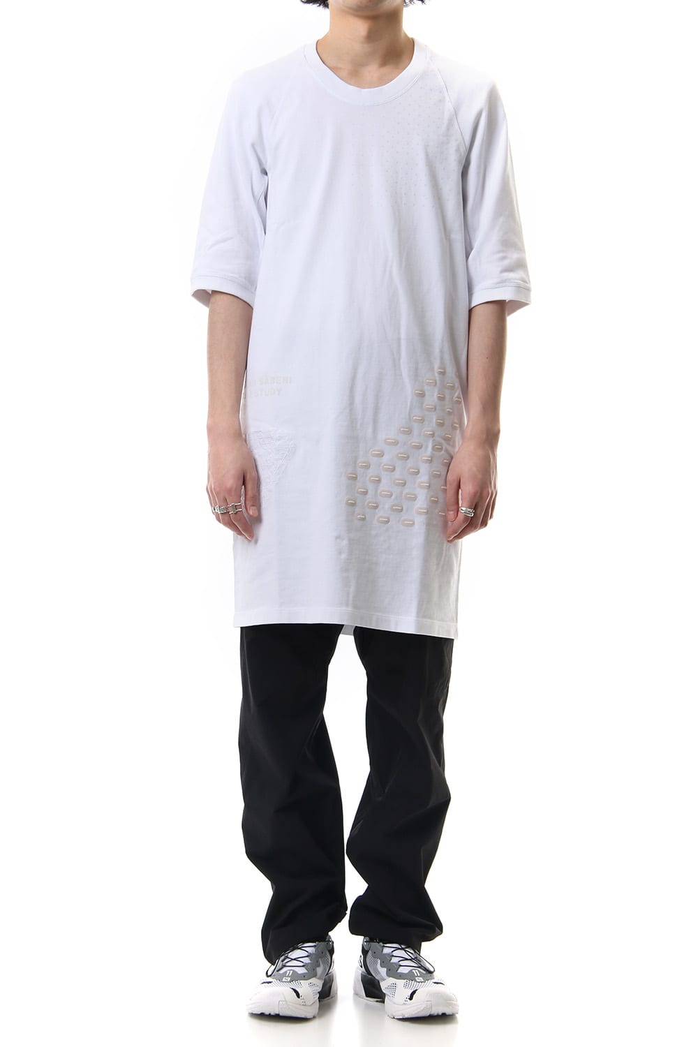 Reflector print & embroidery T-shirt (White)