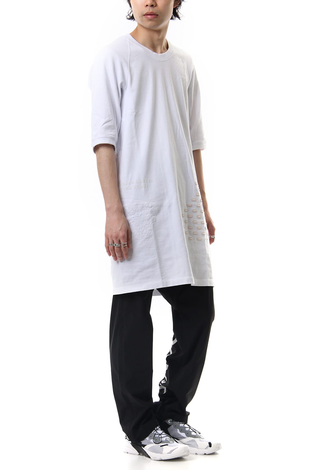 Reflector print & embroidery T-shirt (White)