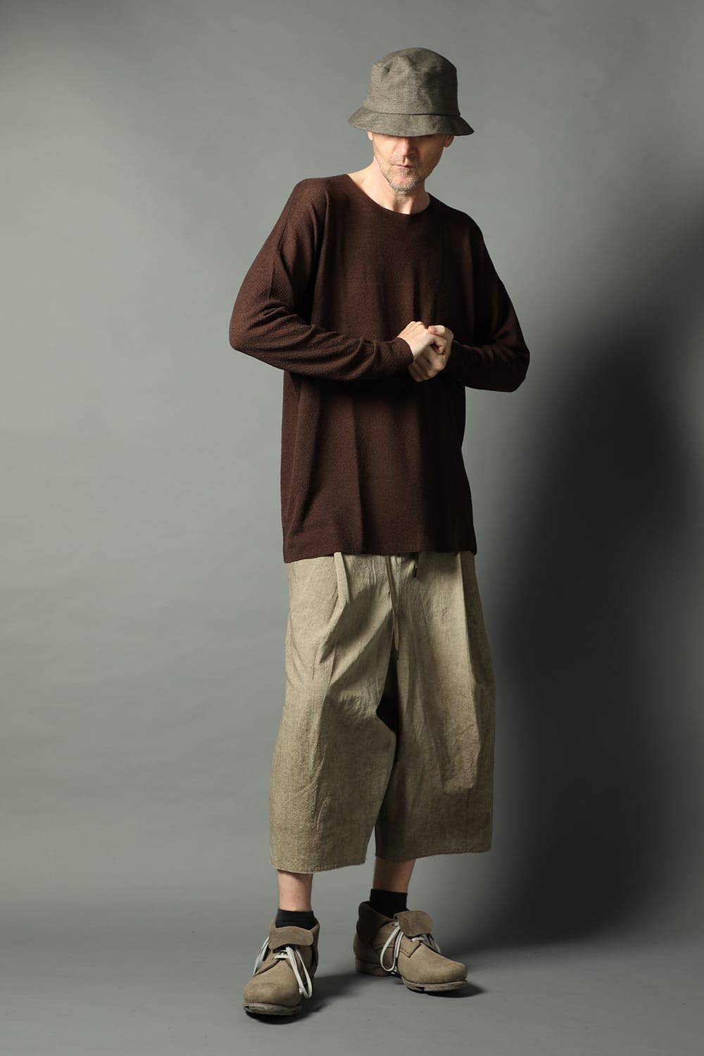 ルーズフィット ロングスリーブ メリノウール  ダークブラウン