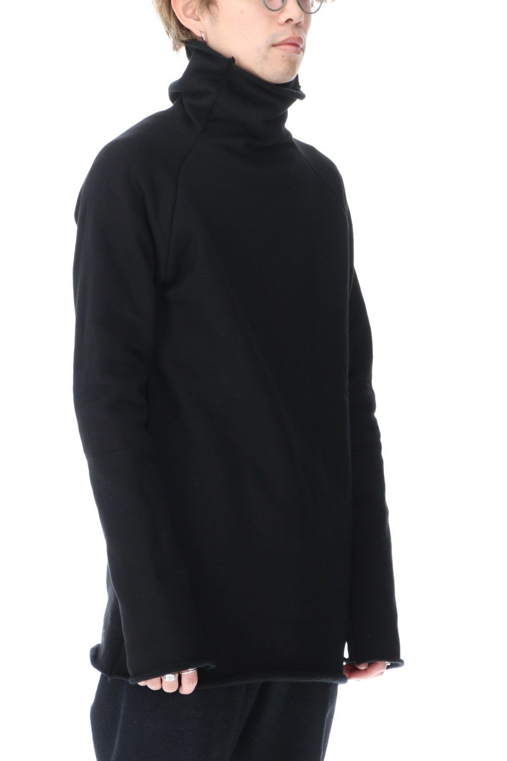 Silkete Cotton Fleece Bottle Neck Sweat Black