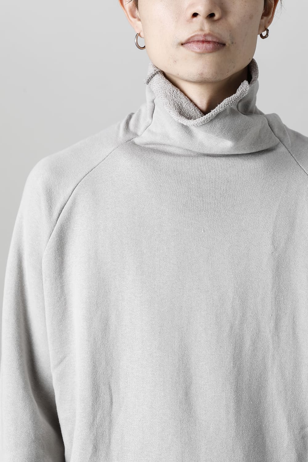 Soft Cotton Fleece Bottle Neck Sweat Light Gray