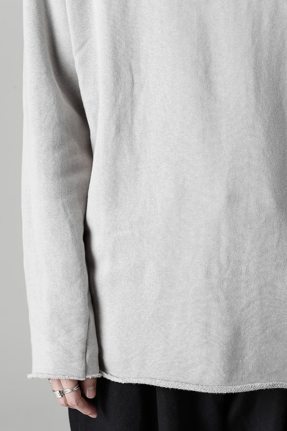 Soft Cotton Fleece Bottle Neck Sweat Light Gray