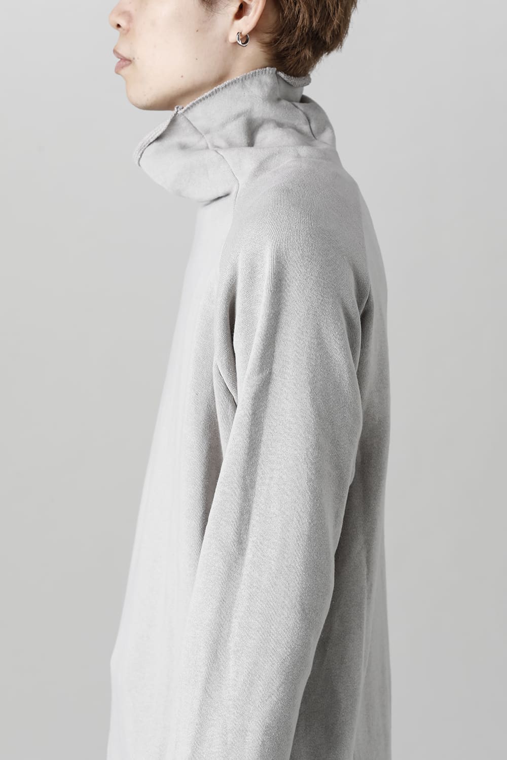 Soft Cotton Fleece Bottle Neck Sweat Light Gray