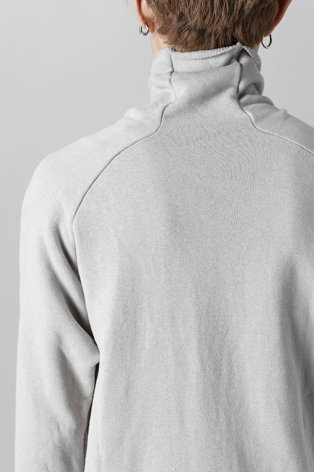 Soft Cotton Fleece Bottle Neck Sweat Light Gray