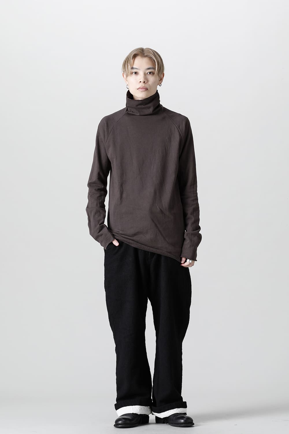 Micro Fleece Bottle neck T-shirt D.Brown
