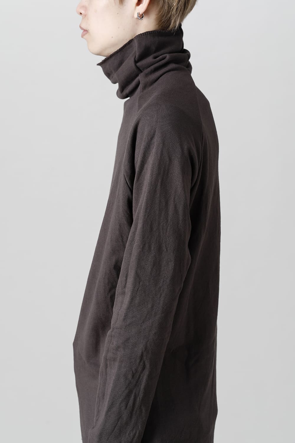 Micro Fleece Bottle neck T-shirt D.Brown