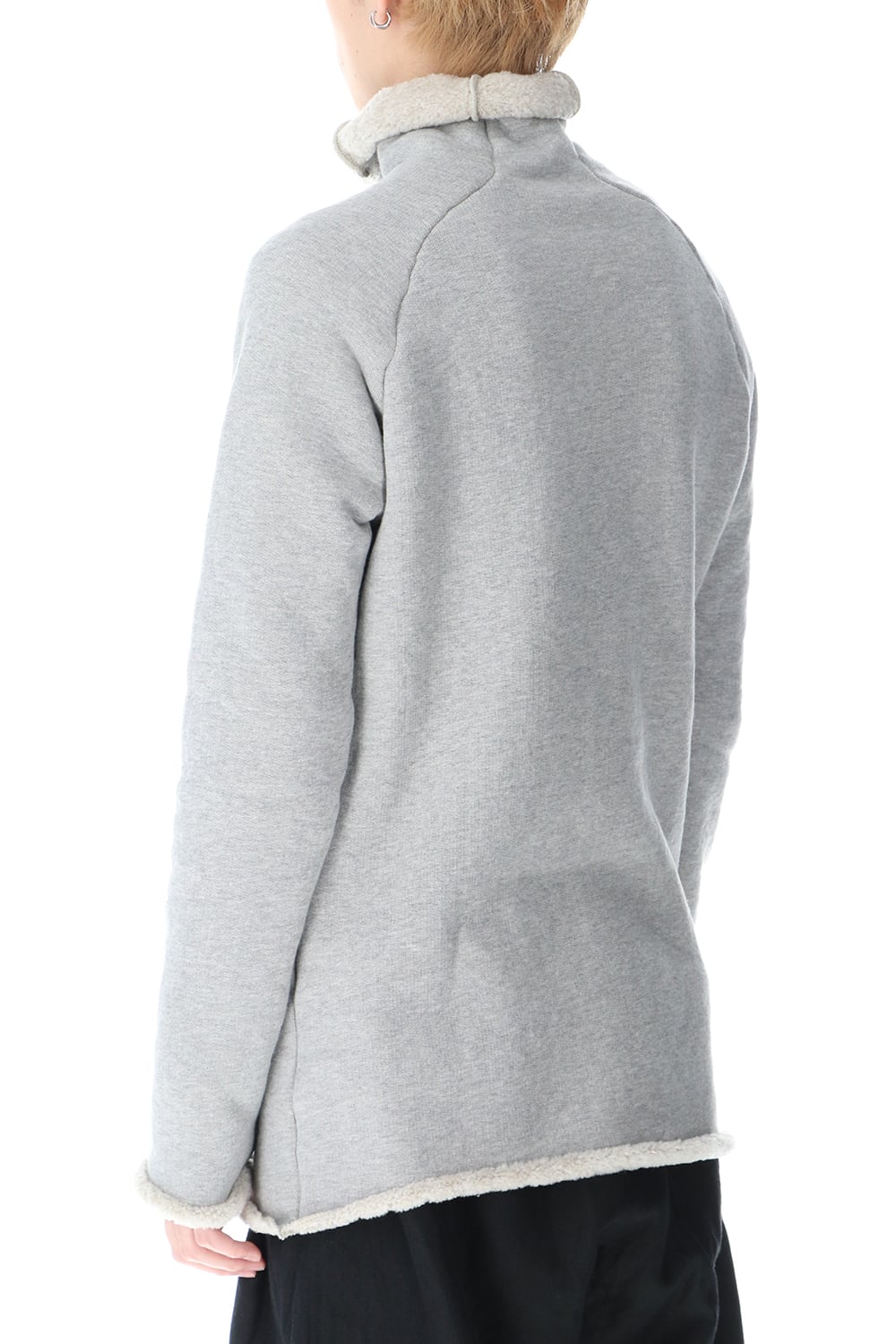 裏毛コットン ボトルネックニット グレー